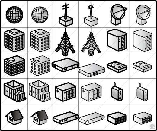 交通・建物関連アイコン イラストレータデータ　亞流