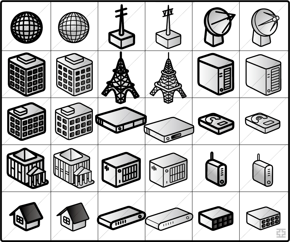 イラスト ネットワーク 建物関連 アイコン 亞流