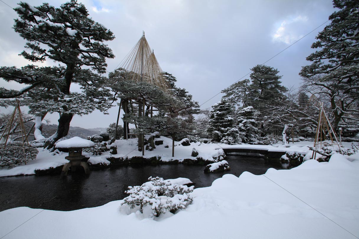 兼六園 雪景色 庭園 写真 亞流